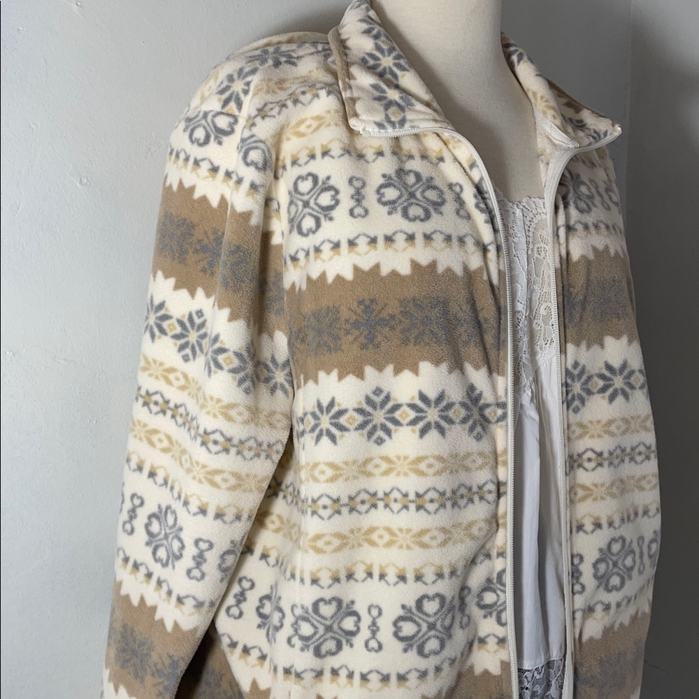 Basic Editions Fair-isle Patterned Fleece Shirt J… - image 3